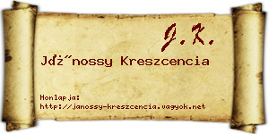 Jánossy Kreszcencia névjegykártya